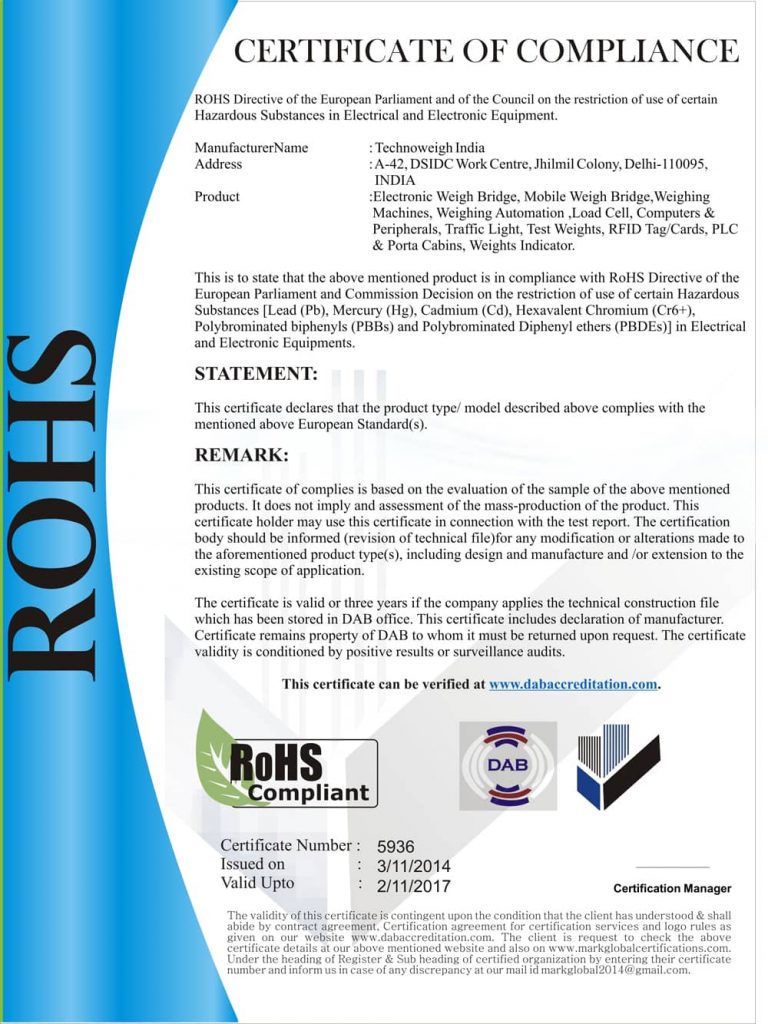 rohs certificate